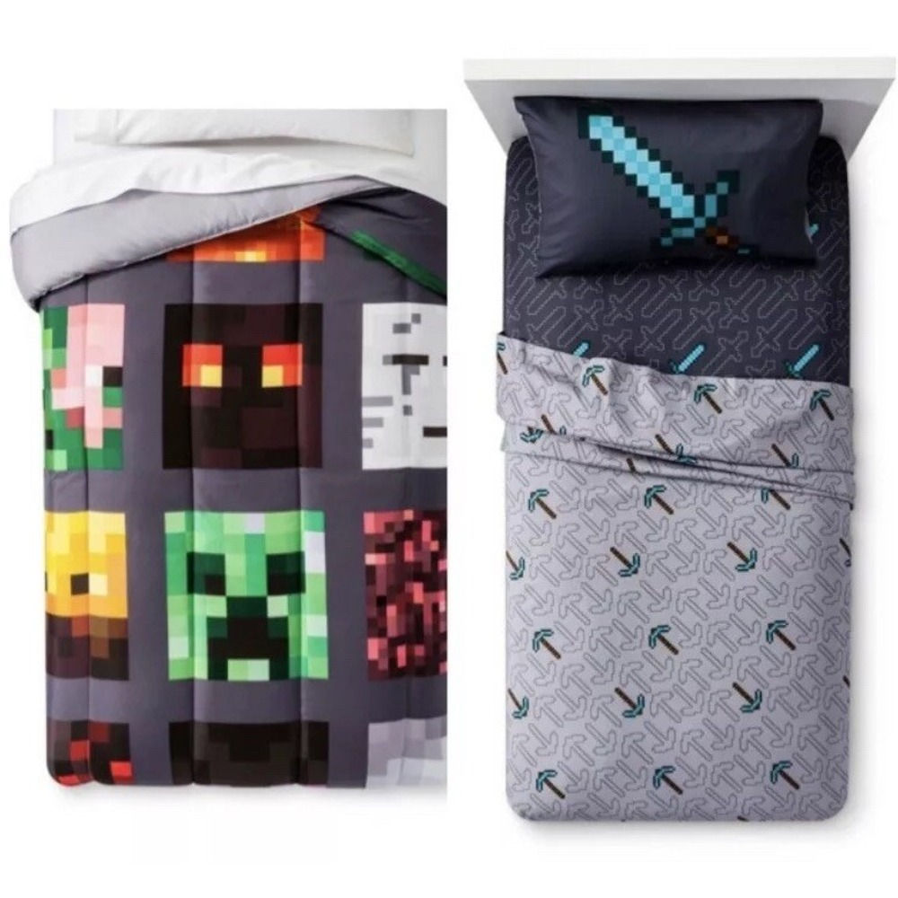 MINECRAFT Comforter Sheet Set 6PC FULL DOUBLE GAMER KIDS TEENS NIP